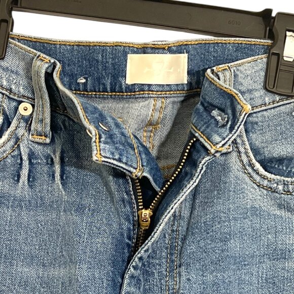 7 For All Mankind Ultra High Rise Dojo Jeans Fig Leaf Size 28 Pre-Loved - Picture 3 of 8